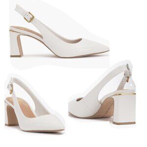 Vince Camuto Hamden White Heels Pointed Toe Slingback Pumps Size 7